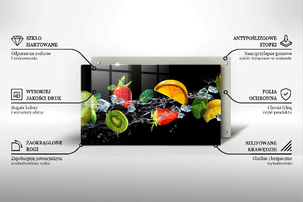 Üveg vágódeszka Gyümölcsök vízben