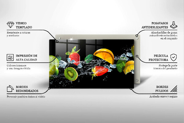 Üveg vágódeszka Gyümölcsök vízben