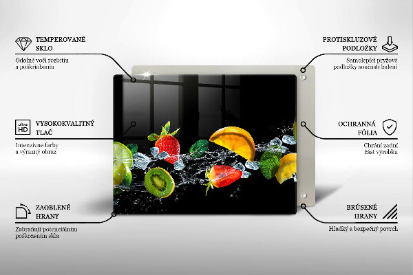 Üveg vágódeszka Gyümölcsök vízben