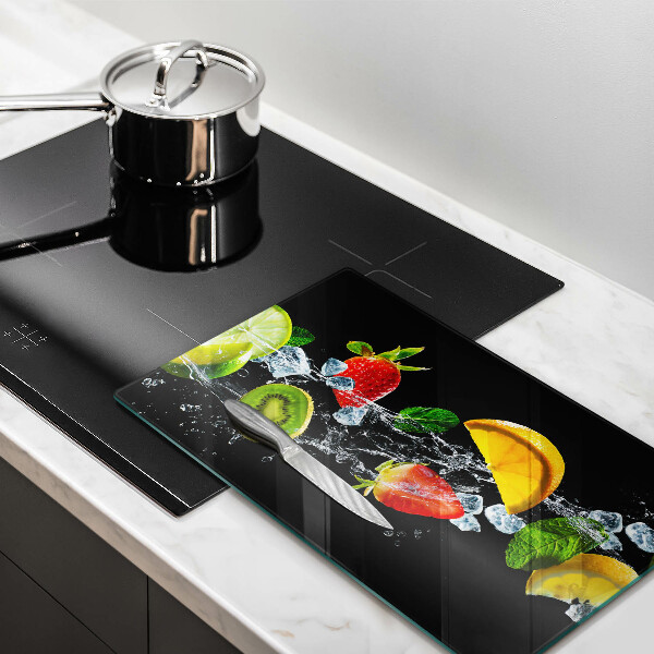 Üveg vágódeszka Gyümölcsök vízben