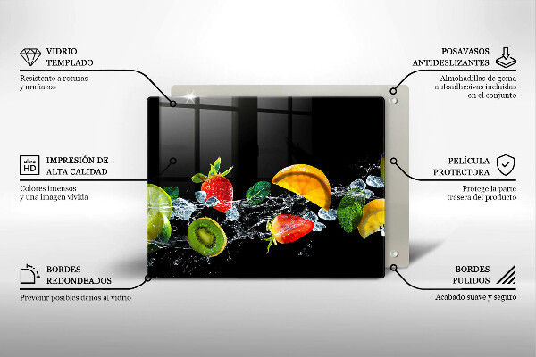 Üveg vágódeszka Gyümölcsök vízben