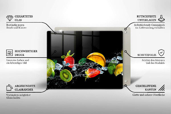 Üveg vágódeszka Gyümölcsök vízben