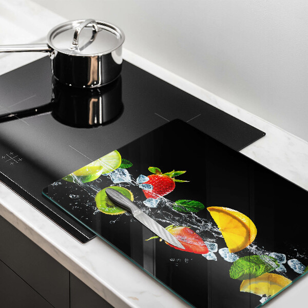 Üveg vágódeszka Gyümölcsök vízben