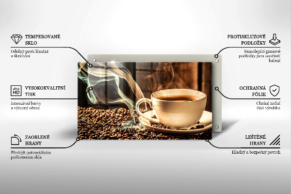 Üveg vágódeszka Csésze és kávébab