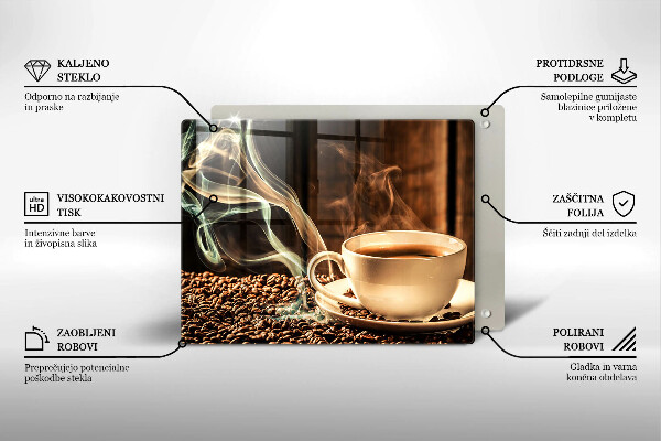 Üveg vágódeszka Csésze és kávébab