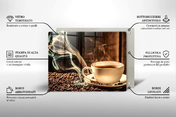 Üveg vágódeszka Csésze és kávébab