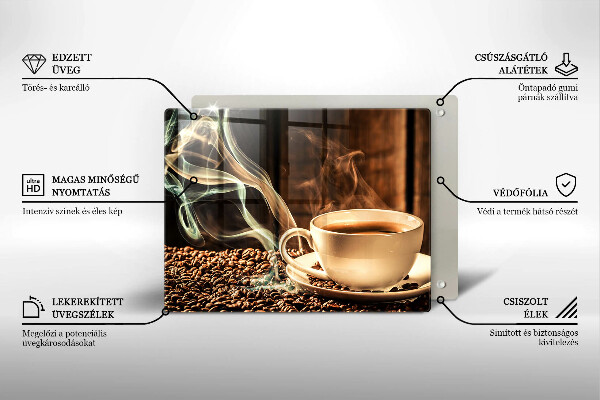 Üveg vágódeszka Csésze és kávébab