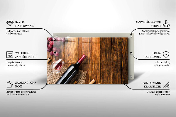 Üveg vágódeszka Egy üveg vörösbor