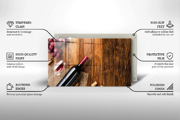 Üveg vágódeszka Egy üveg vörösbor