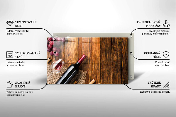 Üveg vágódeszka Egy üveg vörösbor