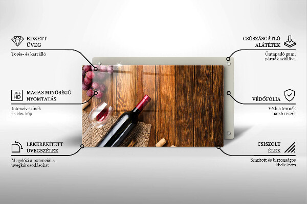 Üveg vágódeszka Egy üveg vörösbor