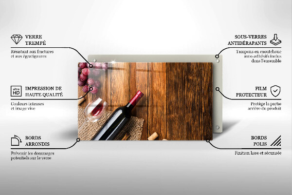 Üveg vágódeszka Egy üveg vörösbor