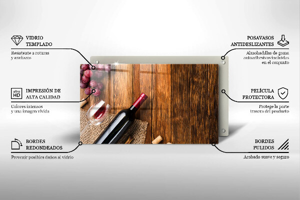 Üveg vágódeszka Egy üveg vörösbor