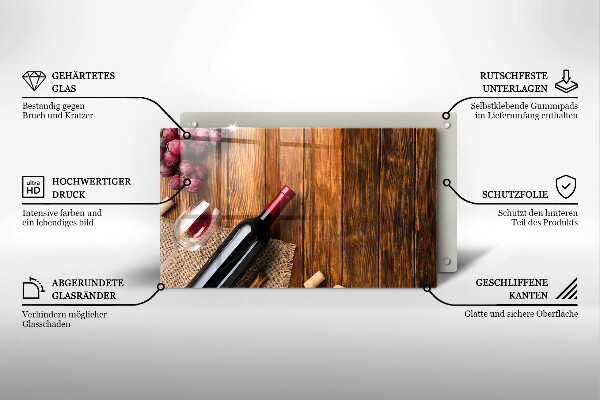 Üveg vágódeszka Egy üveg vörösbor