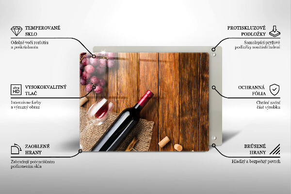 Üveg vágódeszka Egy üveg vörösbor