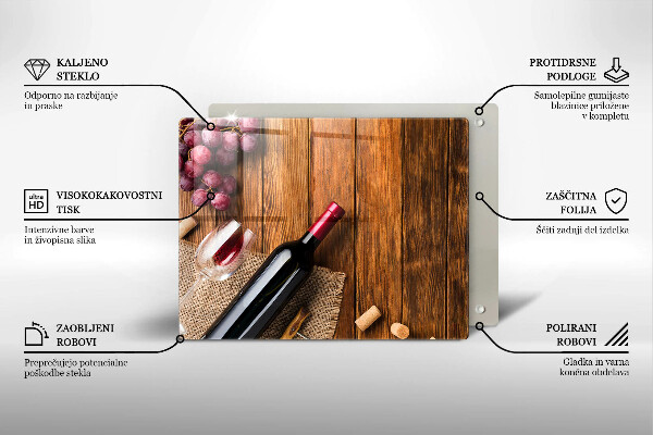 Üveg vágódeszka Egy üveg vörösbor