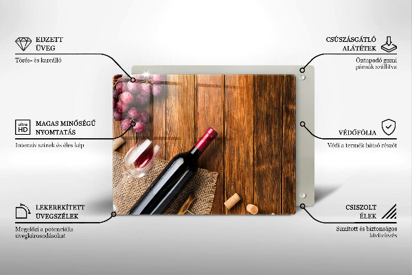 Üveg vágódeszka Egy üveg vörösbor