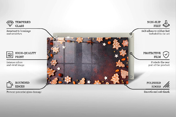 Üveg vágódeszka Mézeskalács karácsony