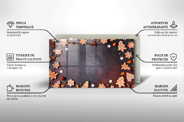 Üveg vágódeszka Mézeskalács karácsony