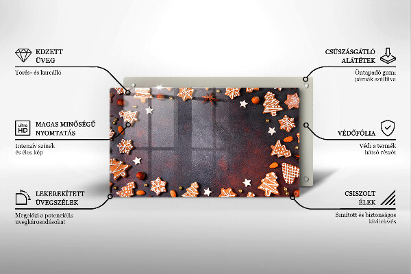 Üveg vágódeszka Mézeskalács karácsony