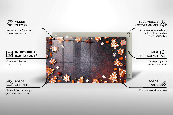 Üveg vágódeszka Mézeskalács karácsony