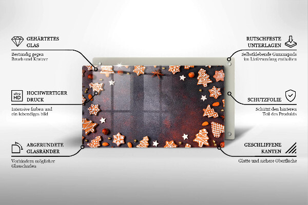 Üveg vágódeszka Mézeskalács karácsony