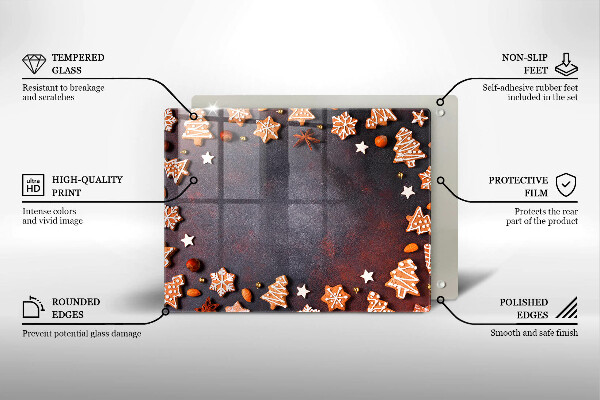 Üveg vágódeszka Mézeskalács karácsony