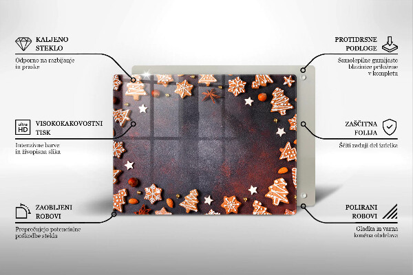 Üveg vágódeszka Mézeskalács karácsony