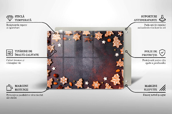 Üveg vágódeszka Mézeskalács karácsony