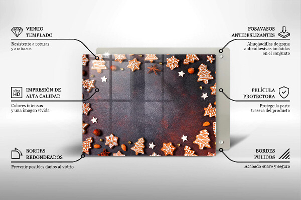 Üveg vágódeszka Mézeskalács karácsony