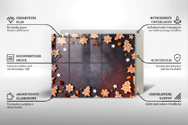 Üveg vágódeszka Mézeskalács karácsony