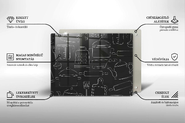 Üveg vágódeszka Rajzfilm konyhai kiegészítők