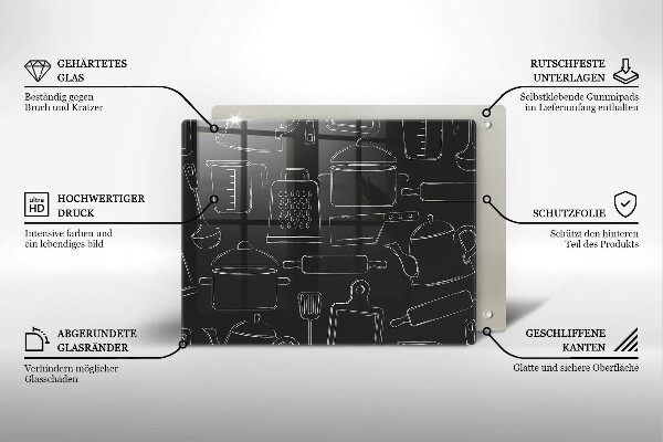 Üveg vágódeszka Rajzfilm konyhai kiegészítők