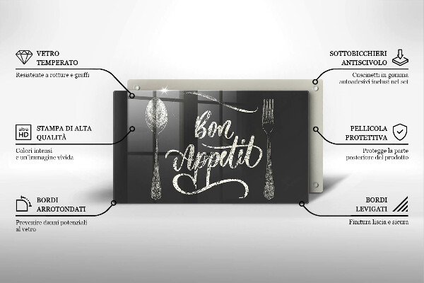 Üveg vágódeszka Bon Appetit