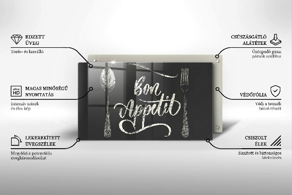 Üveg vágódeszka Bon Appetit