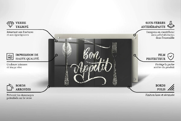 Üveg vágódeszka Bon Appetit