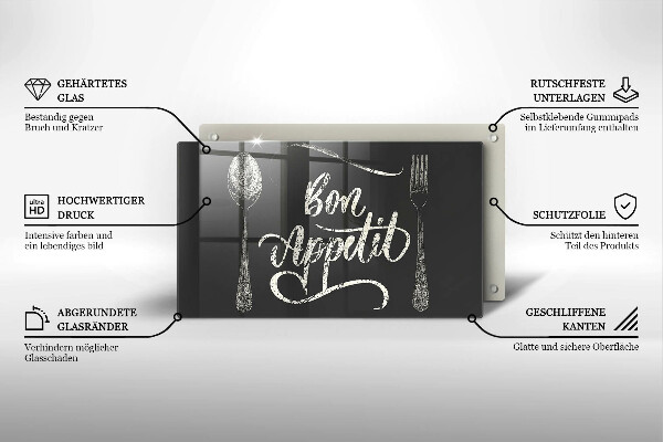 Üveg vágódeszka Bon Appetit