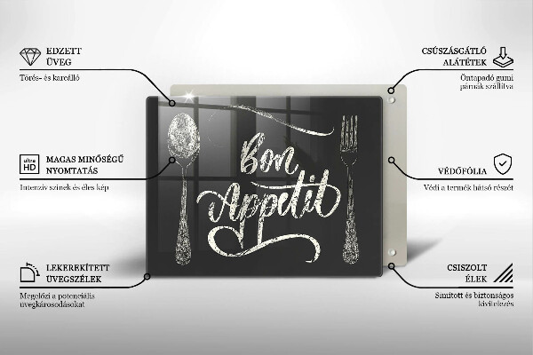Üveg vágódeszka Bon Appetit