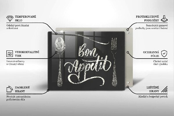Üveg vágódeszka Bon Appetit