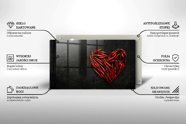 Üveg vágódeszka Chili paprika szív