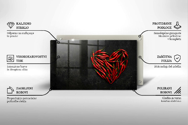 Üveg vágódeszka Chili paprika szív