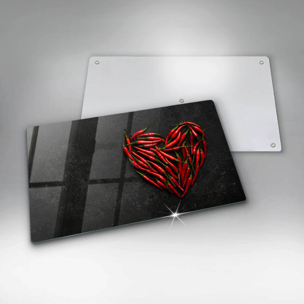 Üveg vágódeszka Chili paprika szív