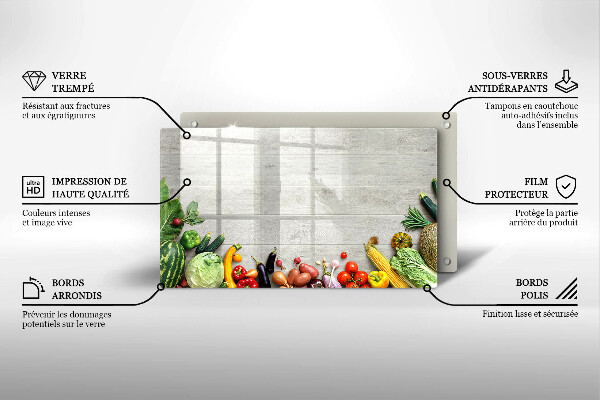 Üveg vágódeszka Zöldségek a táblákon