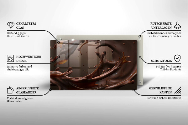 Üveg vágódeszka Folyékony csokoládé