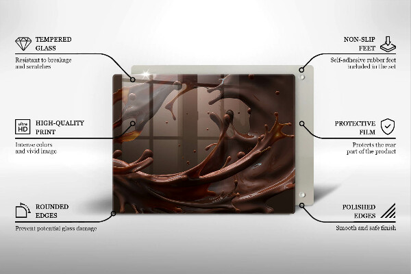 Üveg vágódeszka Folyékony csokoládé