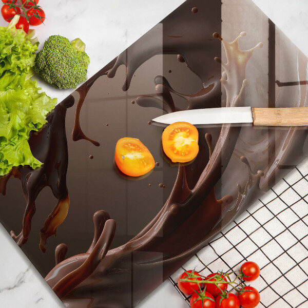 Üveg vágódeszka Folyékony csokoládé