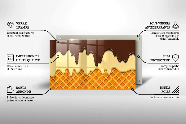 Üveg vágódeszka Fagylalt tölcsér illusztráció