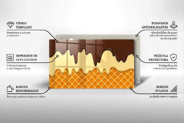 Üveg vágódeszka Fagylalt tölcsér illusztráció