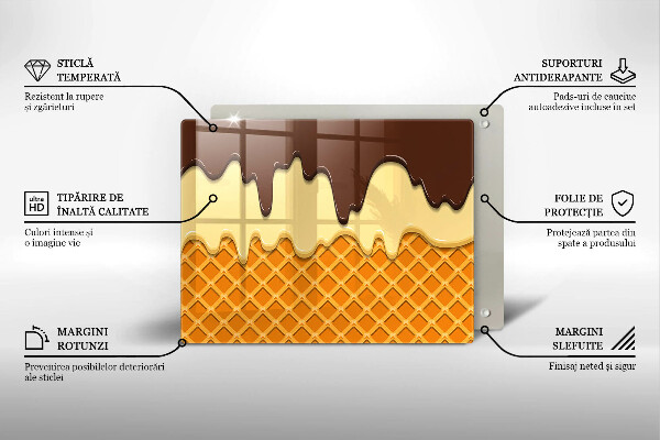 Üveg vágódeszka Fagylalt tölcsér illusztráció