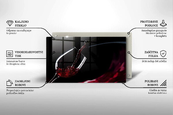 Üveg vágódeszka Egy pohár vörösbor